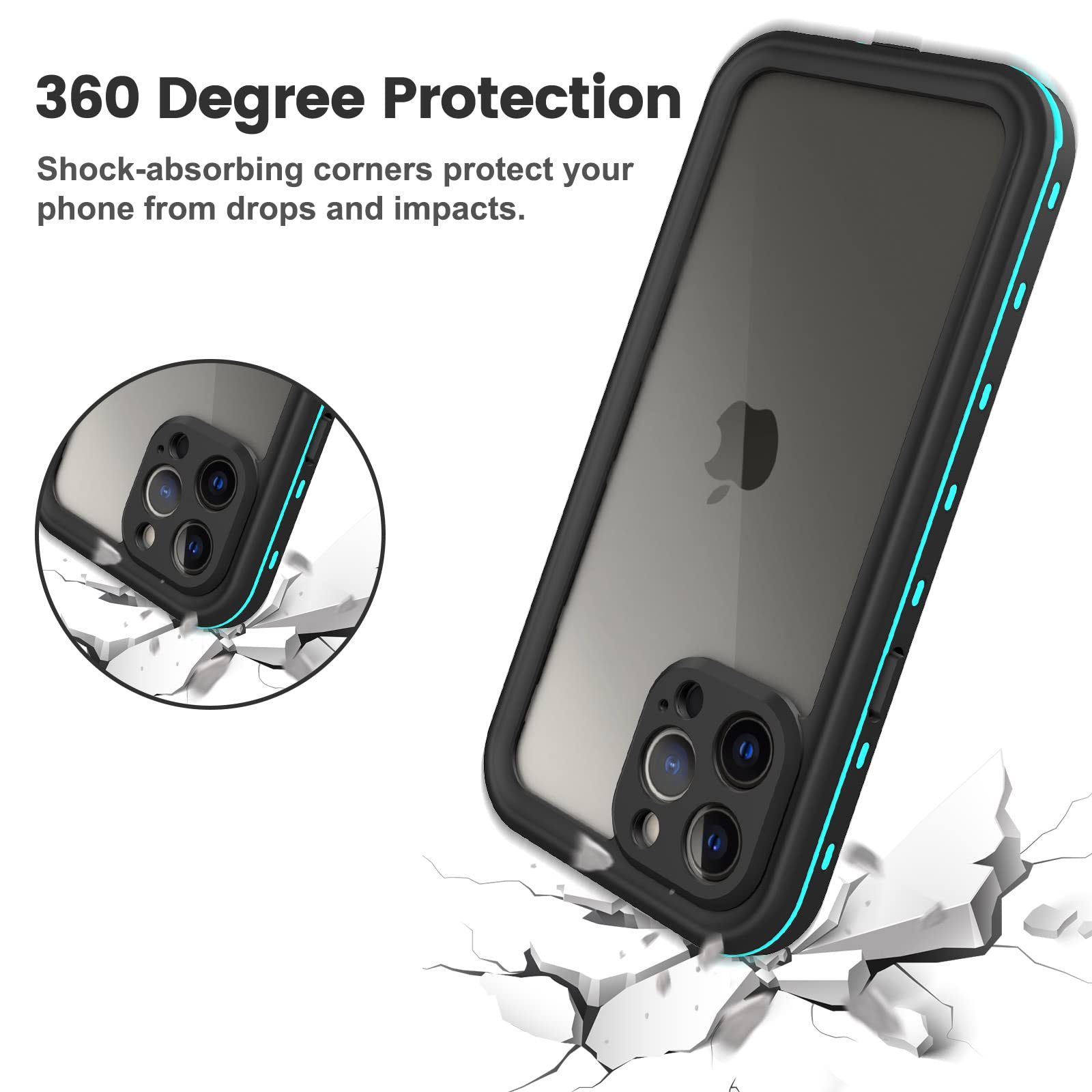 Designed for iPhone 13 Pro Max Waterproof Case, Built-in Screen Protector 360° Full Body Protective Dust-Proof Shockproof Waterproof Case for iPhone 13 Pro Max 6.7 inch 2021